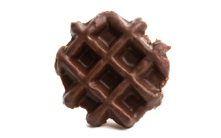 chocolate waffles isolated on white backgroundの写真素材
