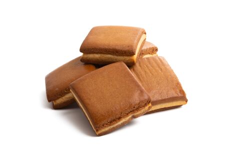 Swiss Biberli cookies isolated on white backgroundの写真素材