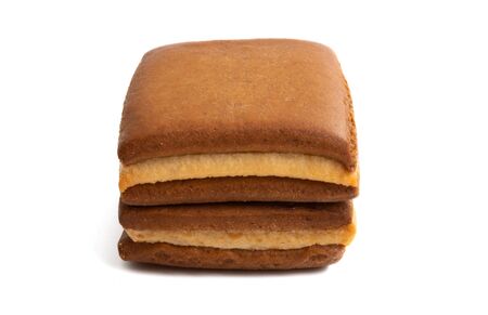 Swiss Biberli cookies isolated on white backgroundの写真素材