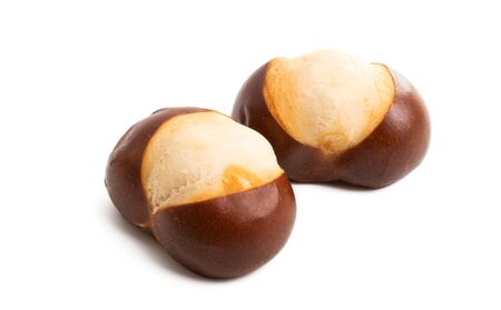 sandwich buns isolated on white backgroundの写真素材