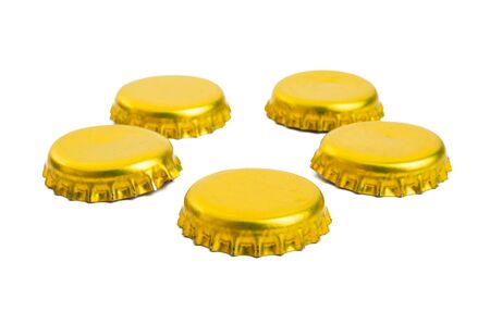 golden beer cap isolated on white background