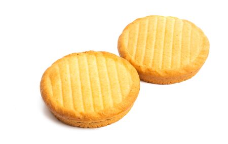 biscuit with chocolate hazelnut cream isolated on white backgroundの写真素材