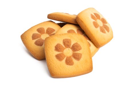 cookies with flowers isolated on white background