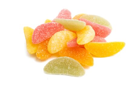 fruit jelly candies isolated on white backgroundの写真素材