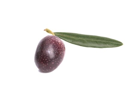 black olives isolated on white backgroundの写真素材