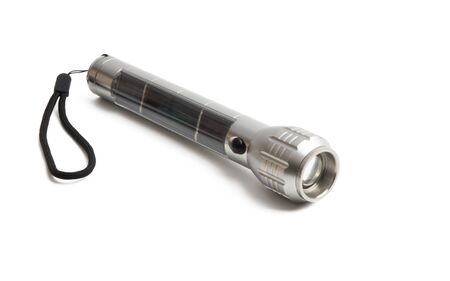 solar powered flashlight isolated on white backgroundの写真素材