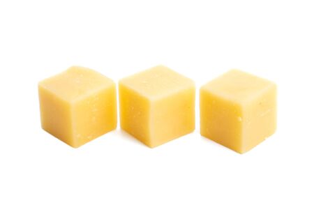 cheese cubes isolated on white background