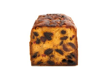 celebratory cake with fruit  isolated on a white backgroundの写真素材