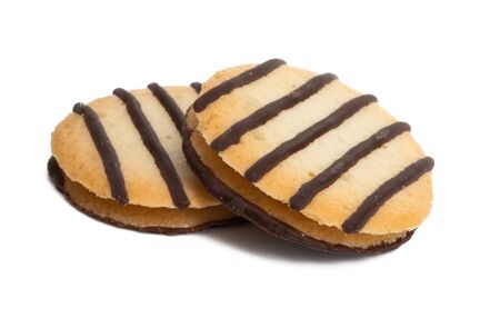 striped cookie isolated on white backgroundの写真素材