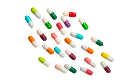 medical capsules isolated on white backgroundの写真素材