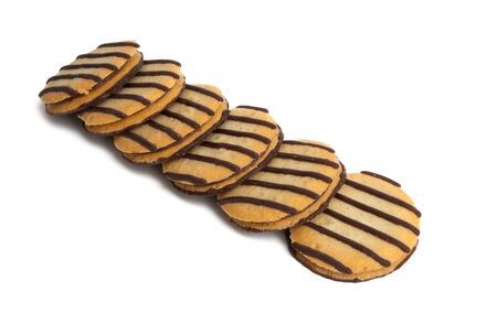 striped cookies isolated on white backgroundの写真素材