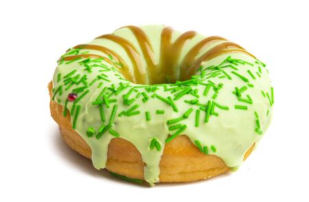 icing donuts isolated on white backgroundの写真素材