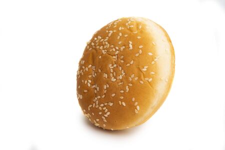 burger bun isolated on white backgroundの写真素材