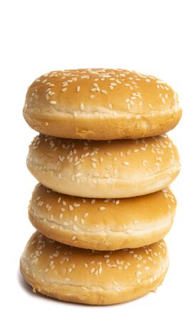 burger bun isolated on white backgroundの写真素材