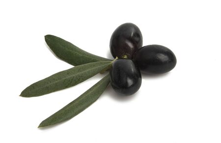 black olives isolated on a white backgroundの写真素材