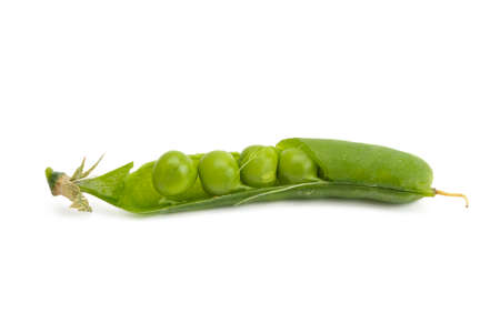 green peas isolated on white backgroundの写真素材