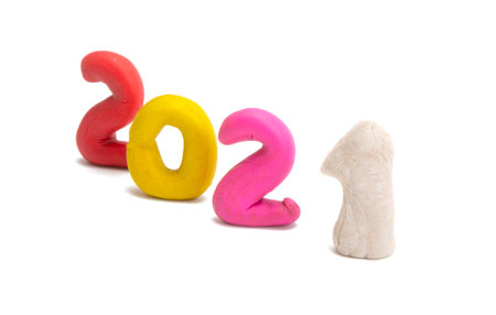 plasticine figures 2021 isolated on white background