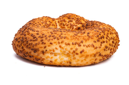 turkish sesame bagel isolated on white background