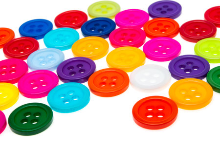 colored buttons isolated on white backgroundの写真素材