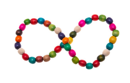 wooden colored beads isolated on white background