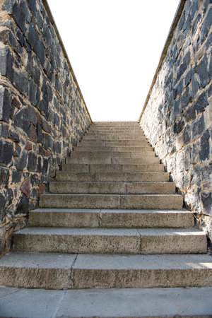 stone staircase isolated on white background