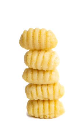 gnocchi isolated on white backgroundの写真素材