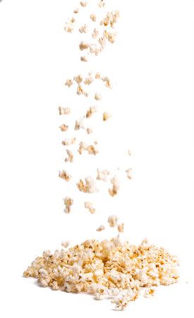 popcorn isolated on white backgroundの写真素材