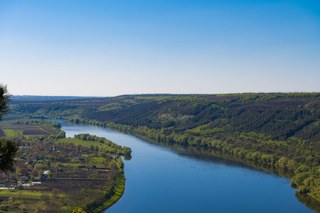 landscape of the Dniester river in spring