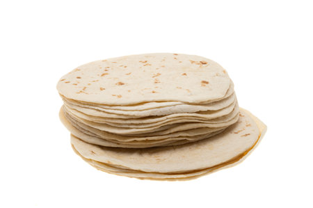 pita bread isolated on white backgroundの写真素材