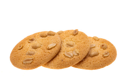 cookies with peanuts isolated on white backgroundの写真素材