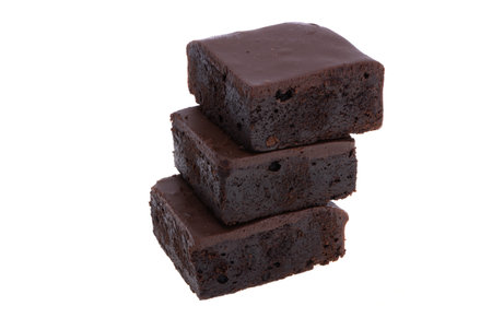 chocolate american brownie isolated on white backgroundの写真素材