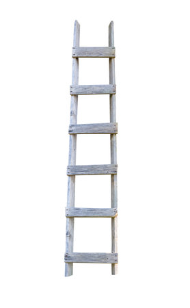wooden ladder isolated on white backgroundの写真素材
