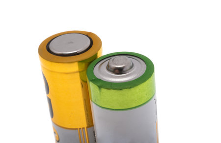 batteries isolated on white backgroundの写真素材