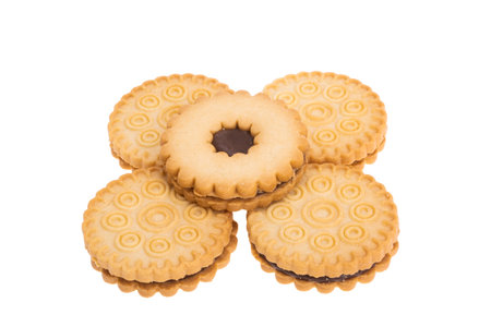 double biscuits with chocolate isolated on white background