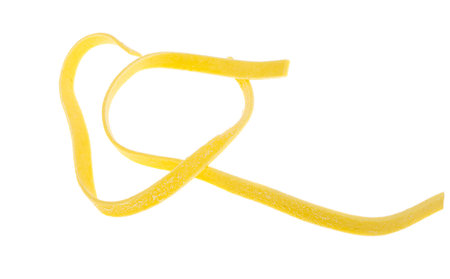 egg noodles isolated on white backgroundの写真素材