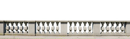 stone railing isolated on white backgroundの写真素材