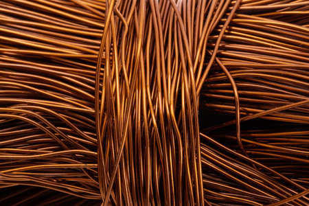 copper wire isolated on white backgroundの写真素材