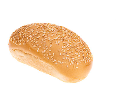 bun with sesame seeds isolated on white background