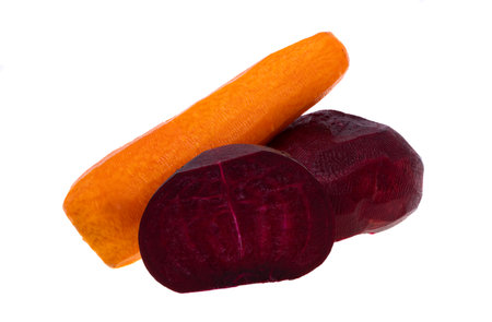 beetroot with carrot isolated on white backgroundの写真素材