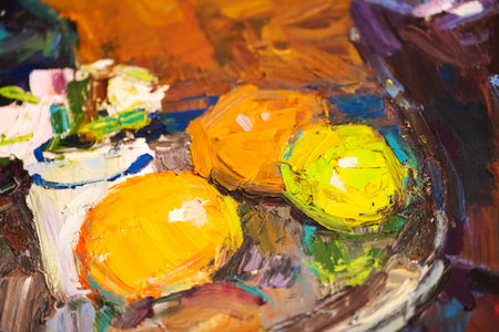 Background of colored paint strokesの写真素材