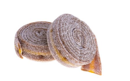 jelly spiral candy isolated on white backgroundの写真素材