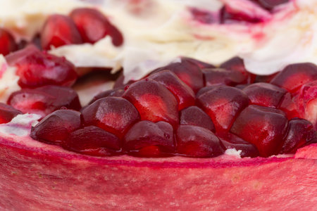 red grains of pomegranate close-up, macroの写真素材