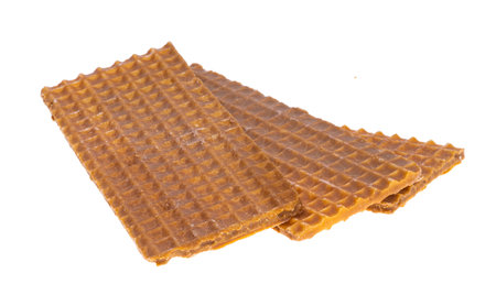 waffles with toffee isolated on white backgroundの写真素材