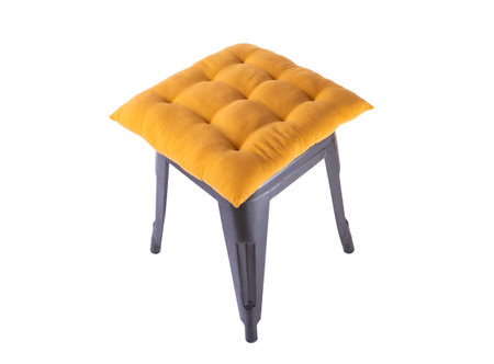 iron chair with cushion isolated on white backgroundの写真素材