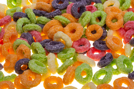 colored rings for dry breakfast isolated on white background