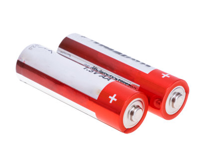 AA batteries isolated on white backgroundの写真素材
