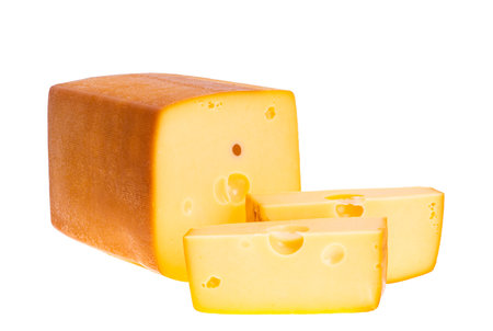 big piece of cheese isolated on white backgroundの写真素材