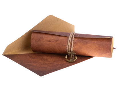 vintage letter isolated on white backgroundの写真素材