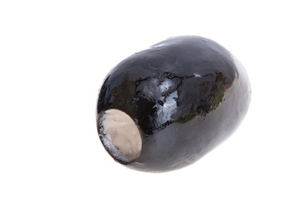 olives stuffed with cheese isolated on white backgroundの写真素材