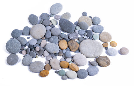 pebbles isolated on white backgroundの写真素材